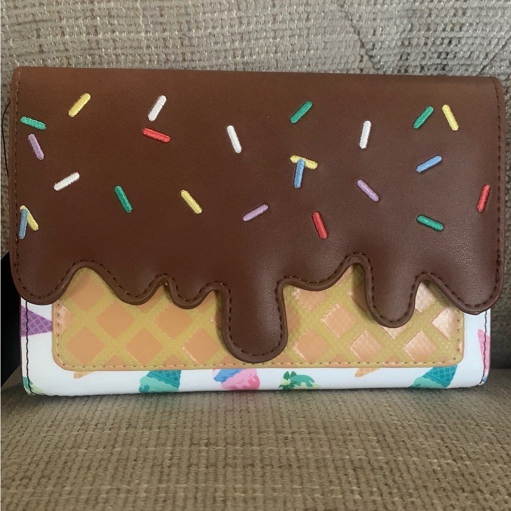 Loungefly Disney Princess Ice Cream Sundae Brown and Yellow Sprinkle Wallet NWT